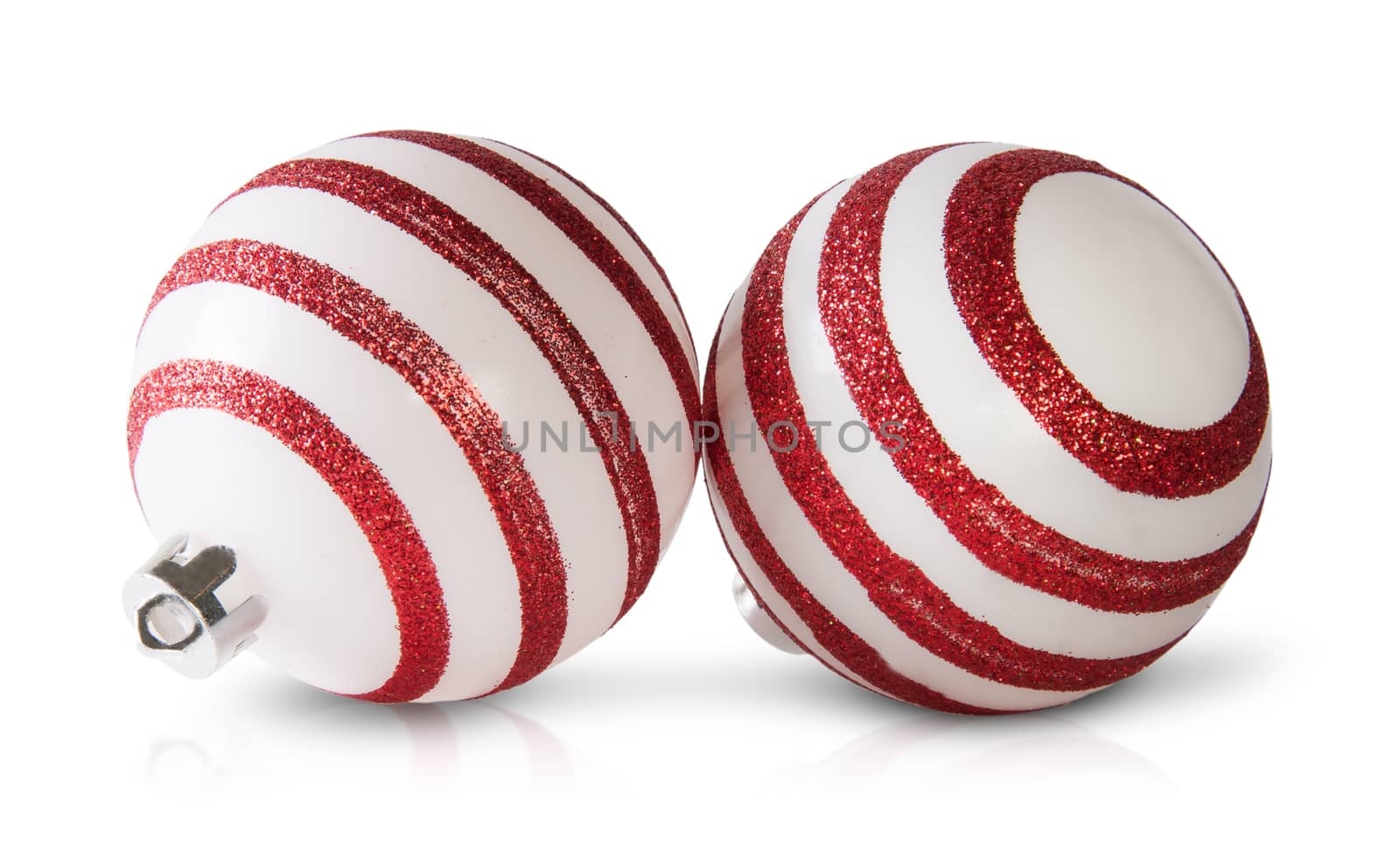 Two Red And White Christmas Balls by Cipariss