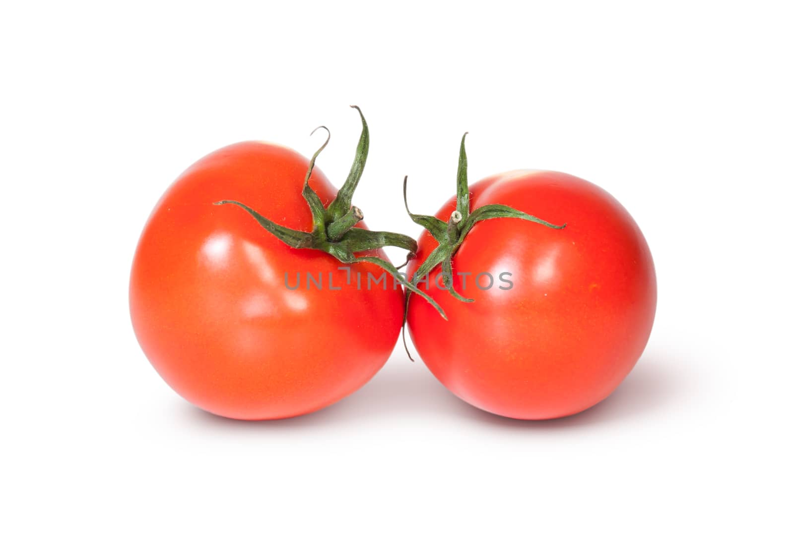 Two Red Ripe Tomatoes Isolated On White Background