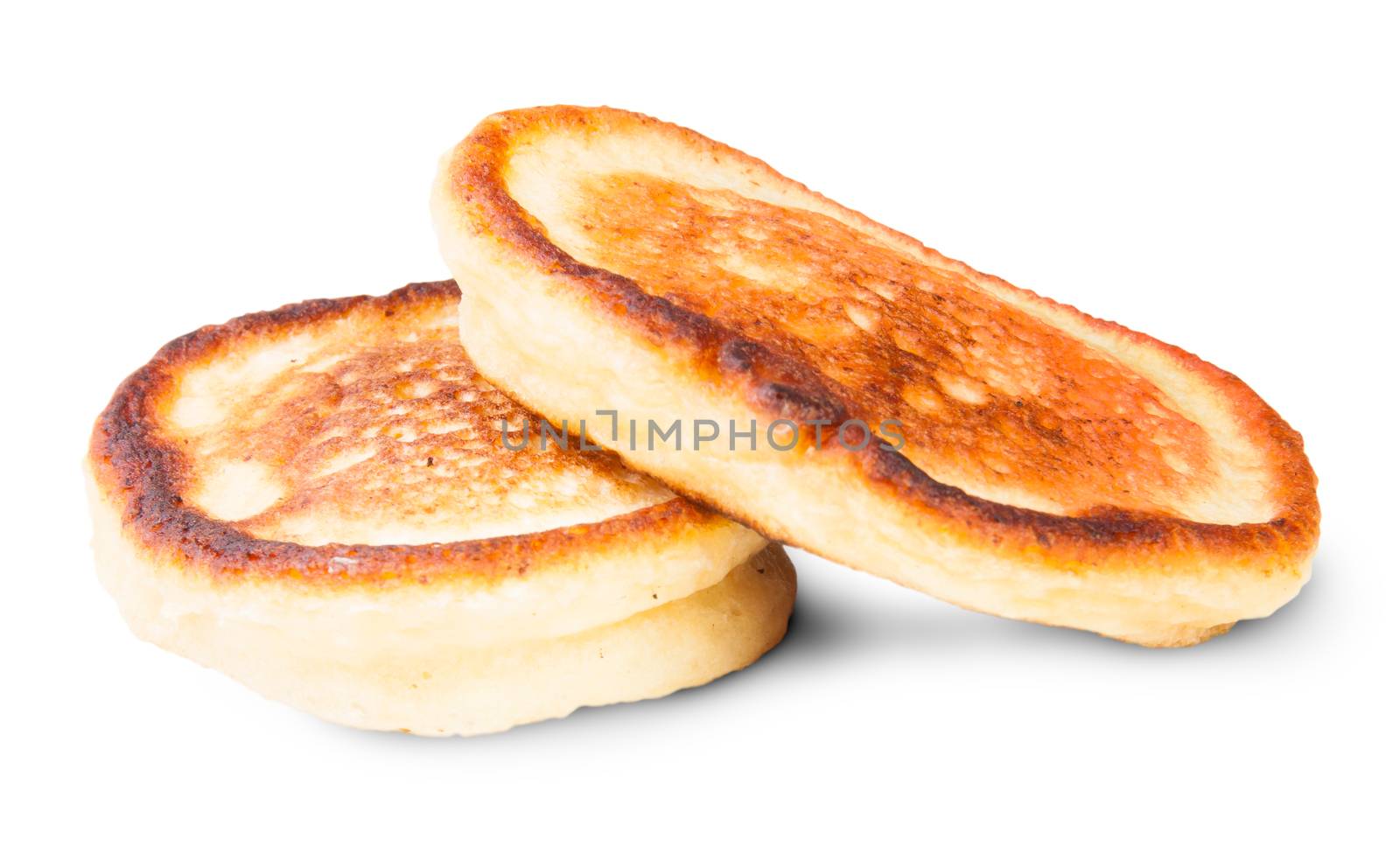 Two Sweet Pancakes Isolated On White Background