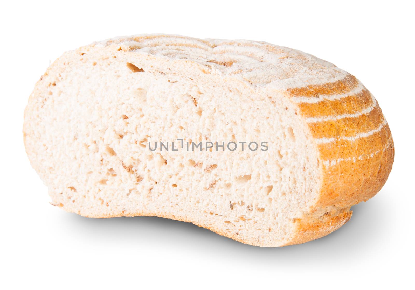 Unleavened Bread Half With Dill Seeds Isolated On White Background