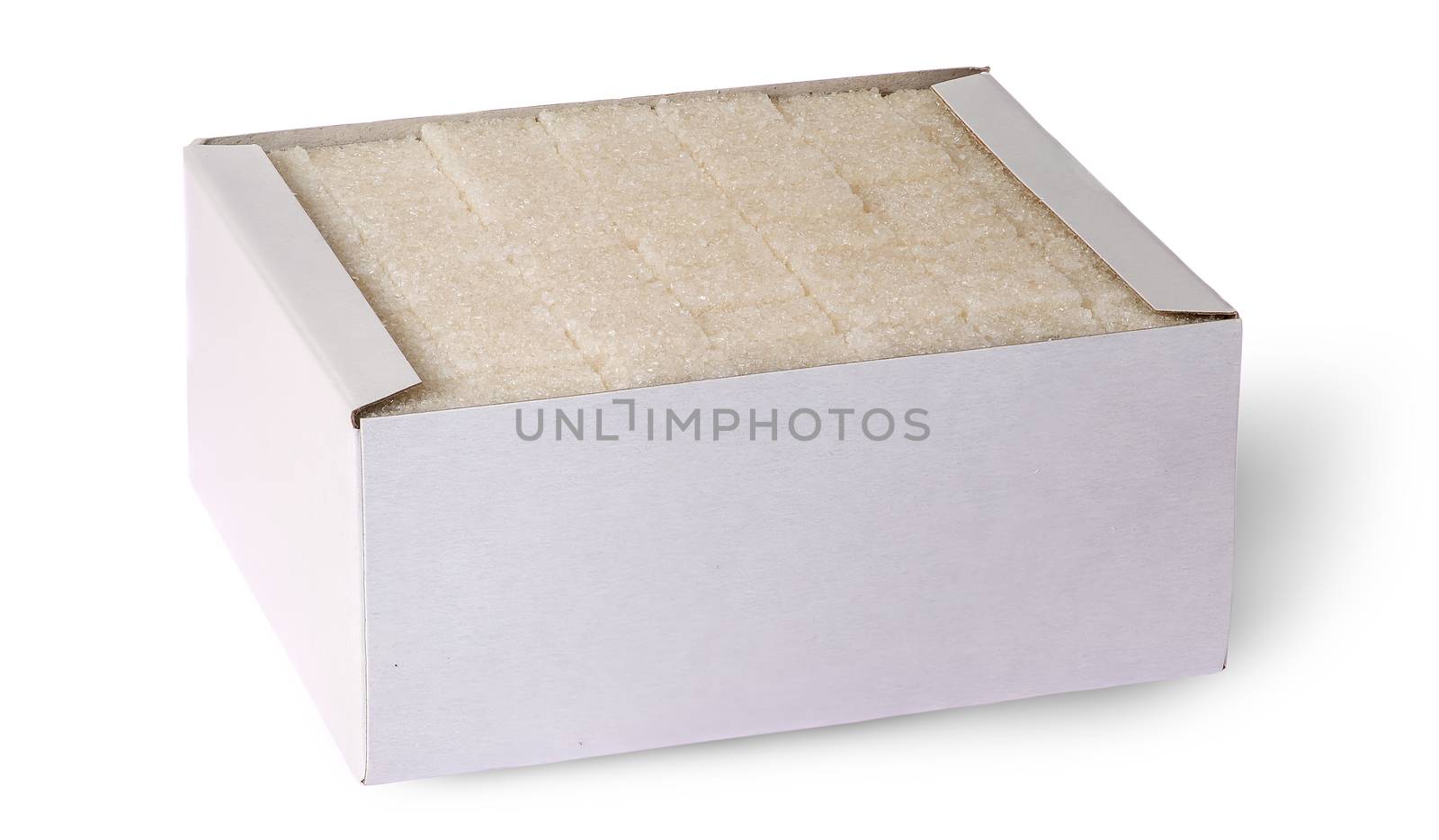 White sugar cubes in a box by Cipariss