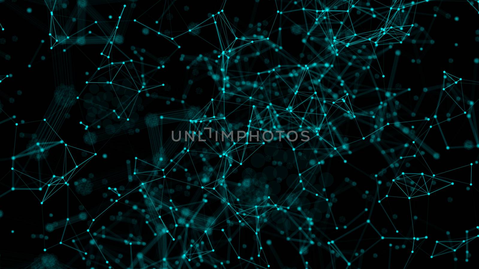 Abstract background with connecting dots. 3d rendering