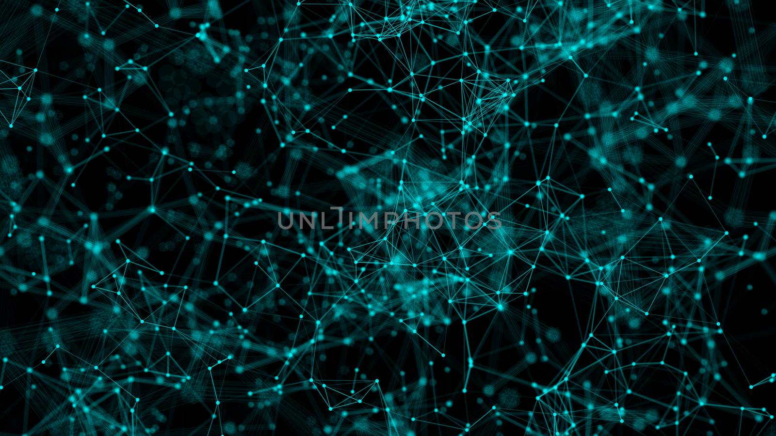 Abstract background with connecting dots. 3d rendering