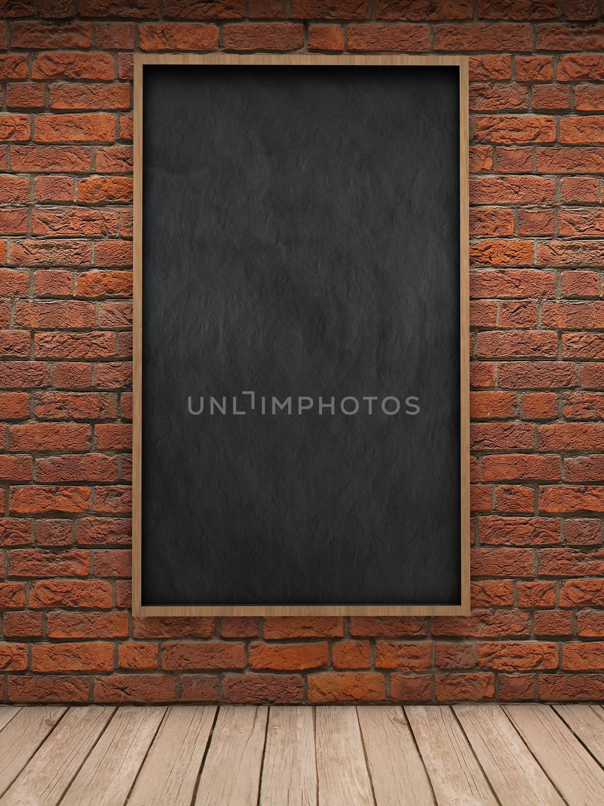 Blackboard on brick wall by dynamicfoto