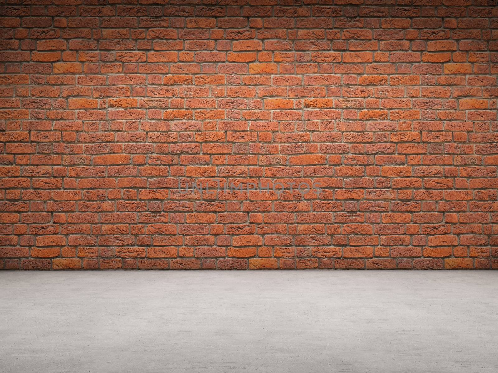 Brick wall and concrete floor room