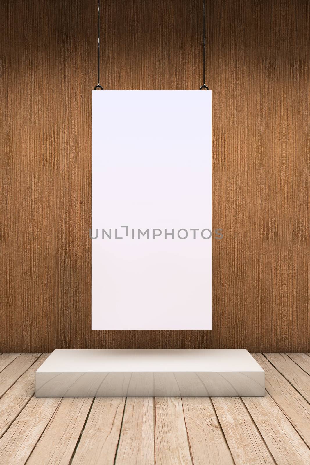 White empty exhibitor board hang in a room with beautiful light