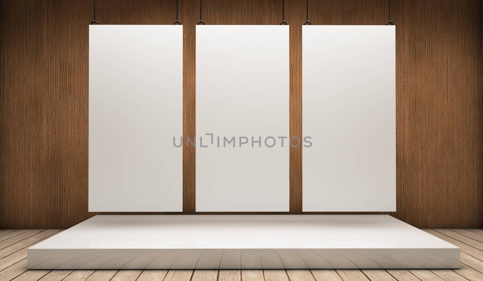 White empty exhibitor board hang in a room with beautiful light