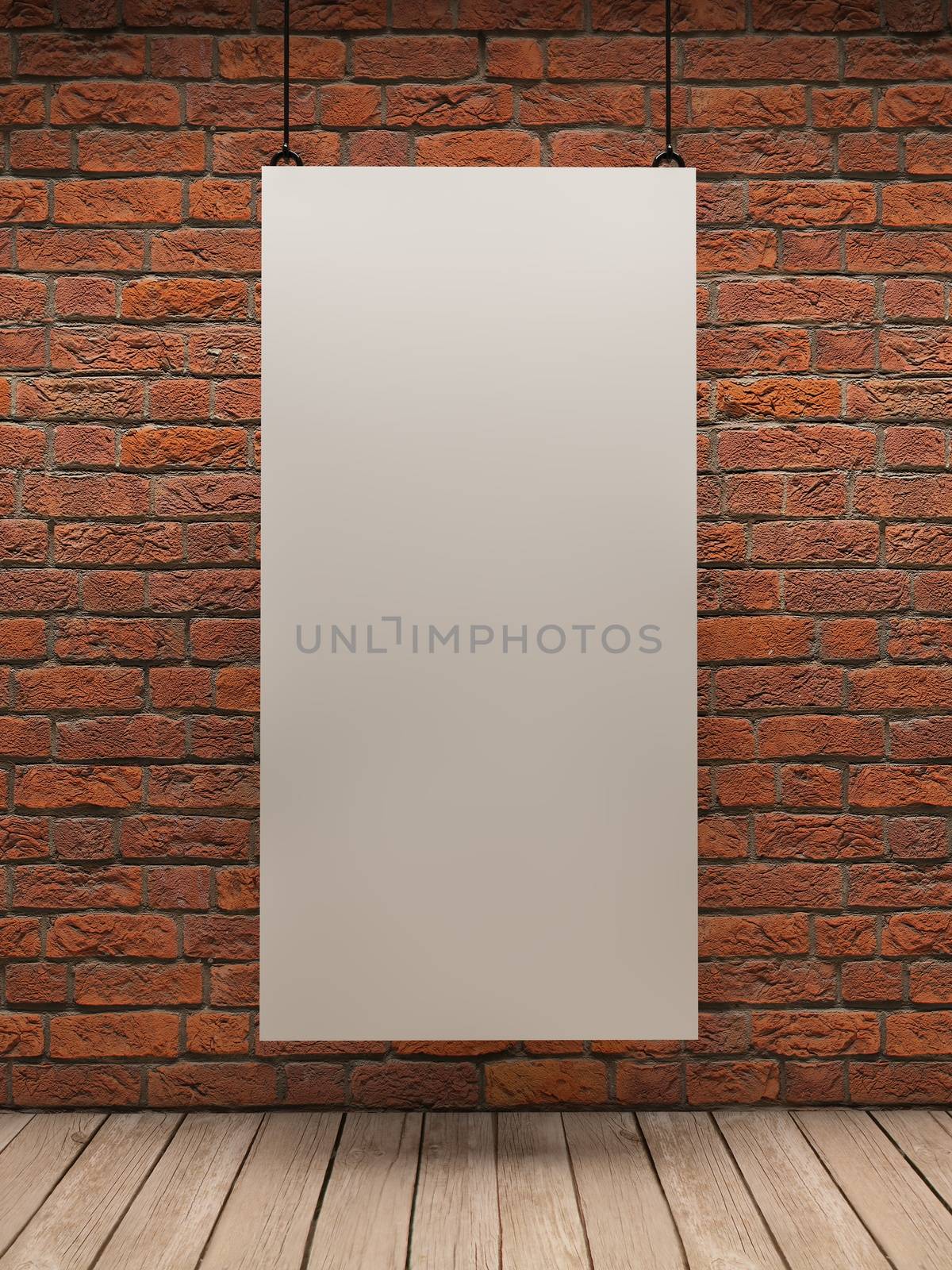 White board on brick wall by dynamicfoto