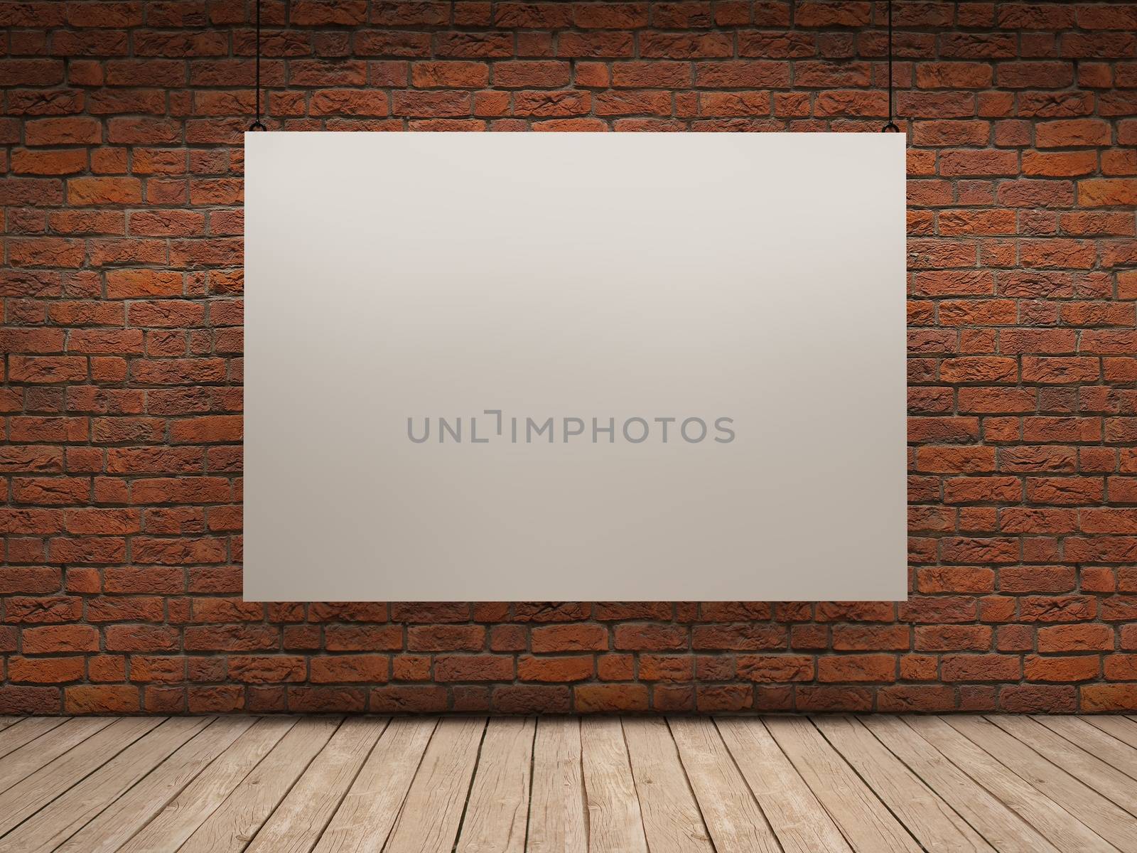 White board on brick room by dynamicfoto