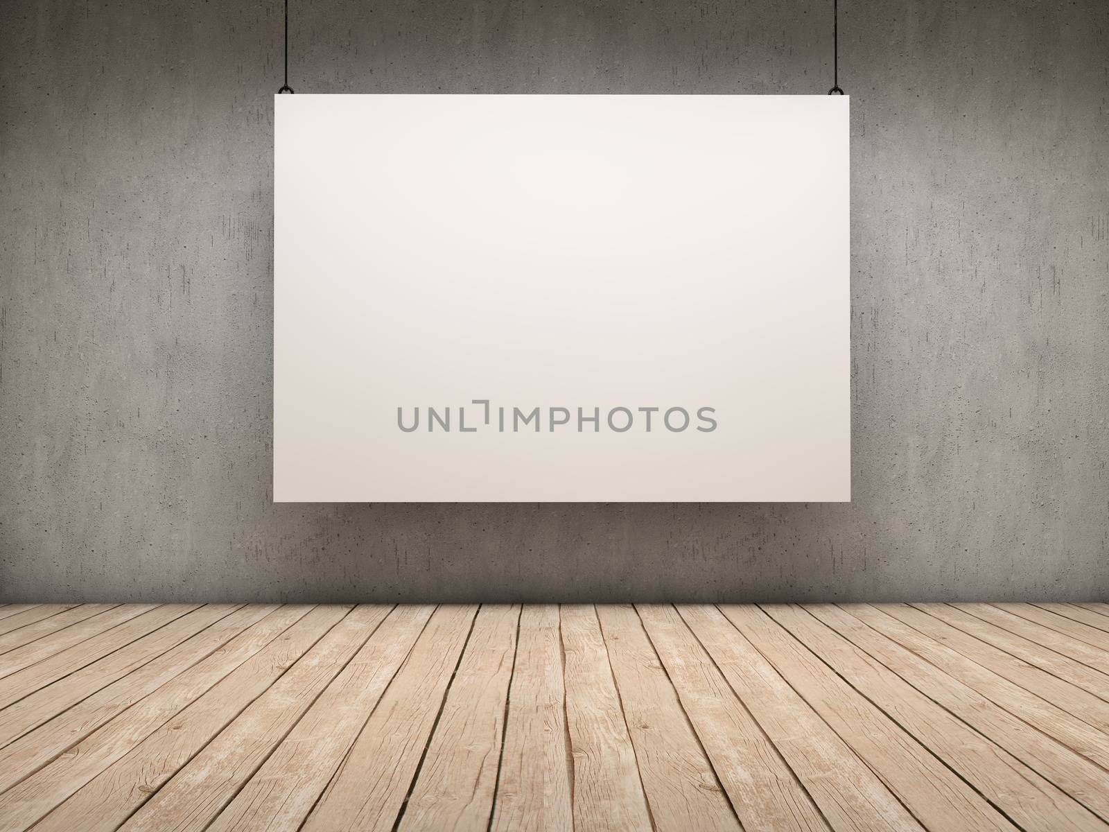 White empty exhibitor board hang in a room with beautiful light