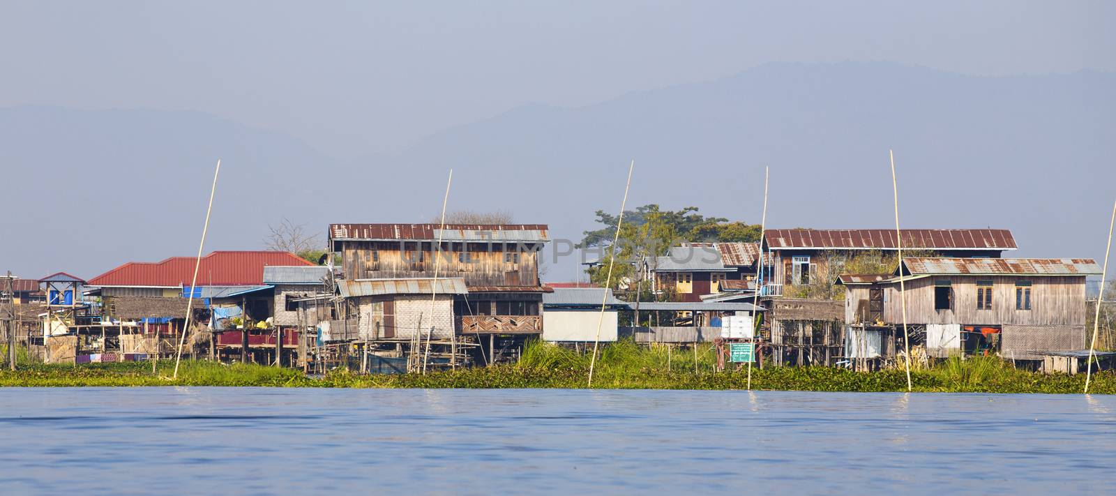 Traditional floating village at Inle Lake, Myanmar.