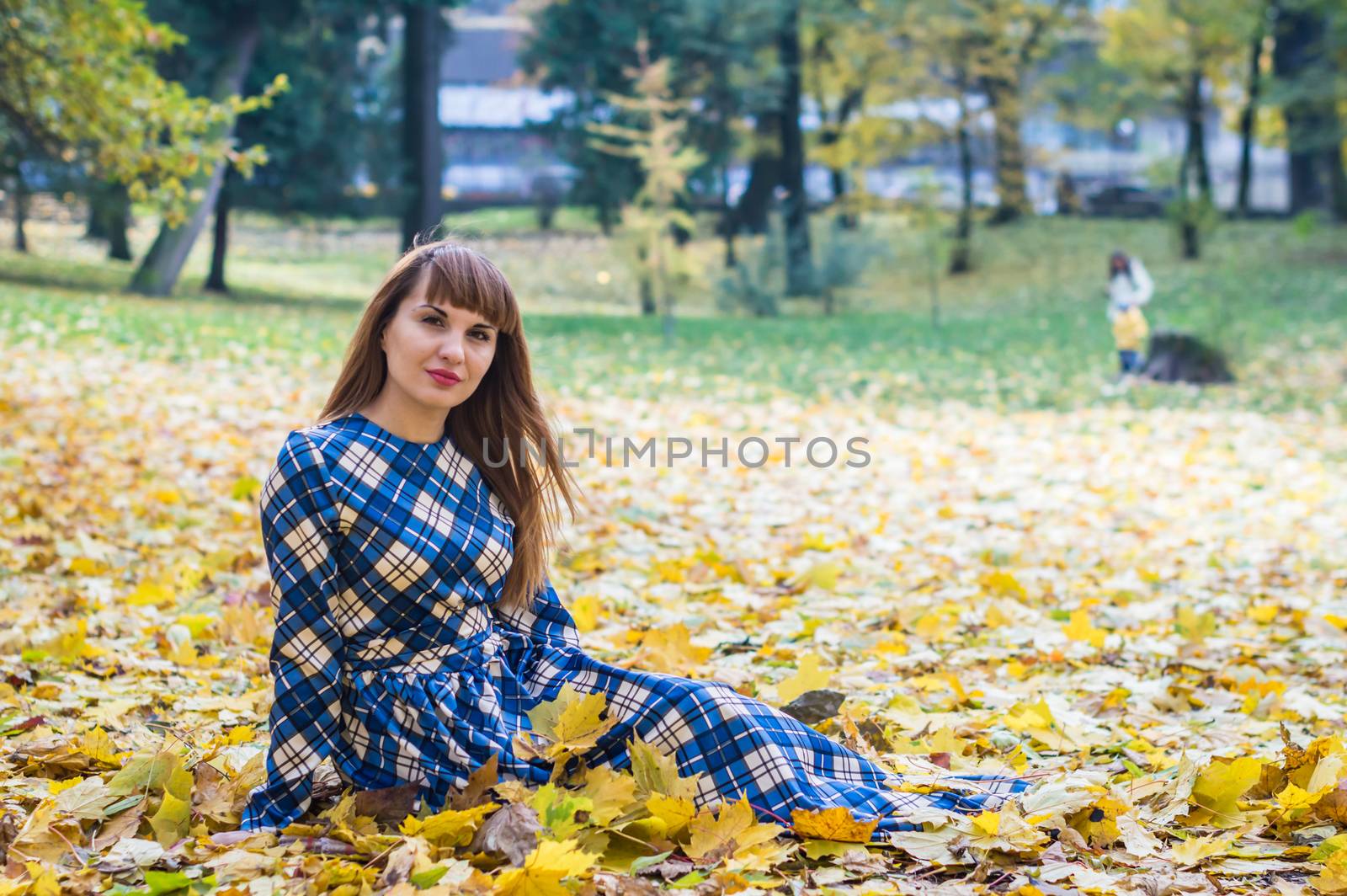 beautiful girl in park autumn by okskukuruza