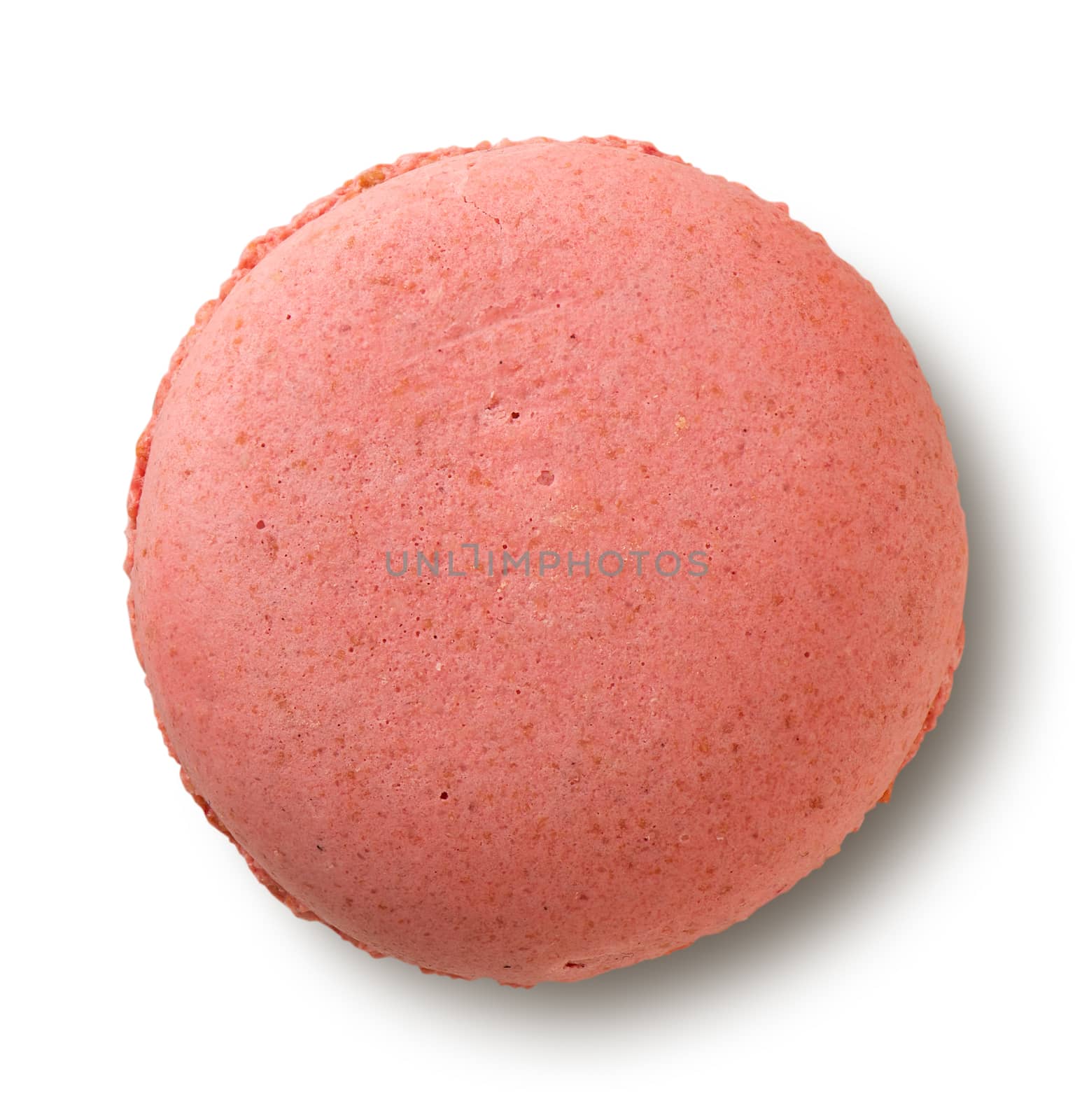 Raspberry macaron isolated on a white background