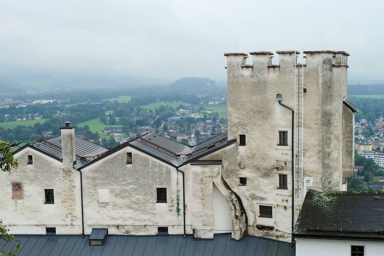 Horizontal view of Hohensalzburg Castle in Salzburg, Austria