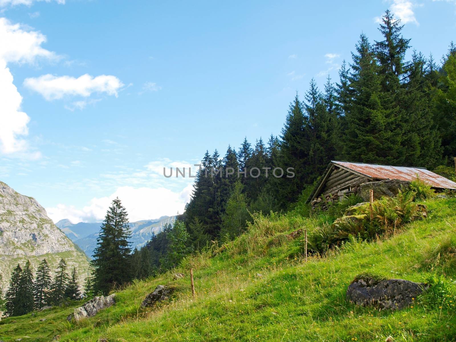 alpine gauli house on the glacier mountains, switzerland alps by evolutionnow