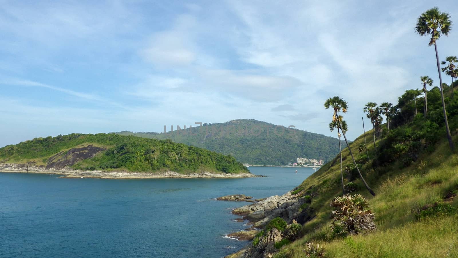 a view of Yanui Beach and Koh Kaeo Noi on Phuket island, Andaman Sea in South of Thailand.