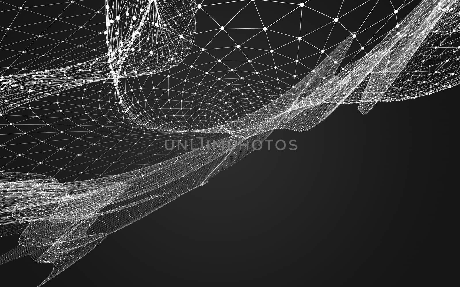 Abstract polygonal space low poly dark background, 3d rendering by teerawit