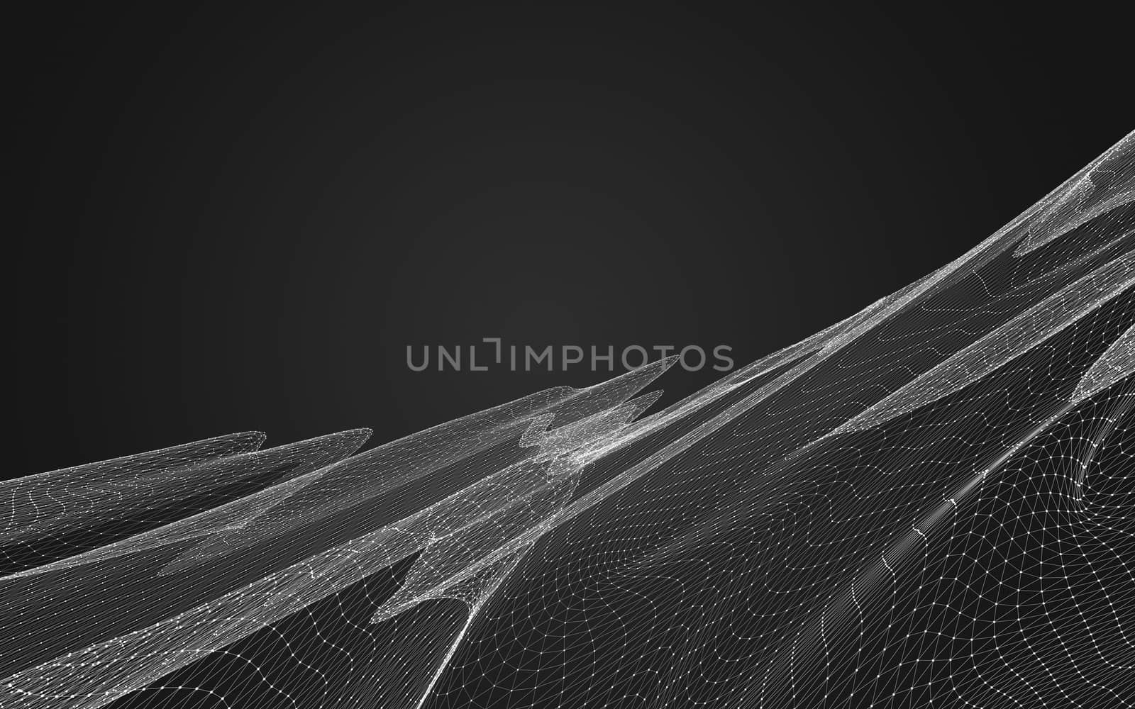 Abstract polygonal space low poly dark background with connecting dots and lines. Connection structure. 3d rendering