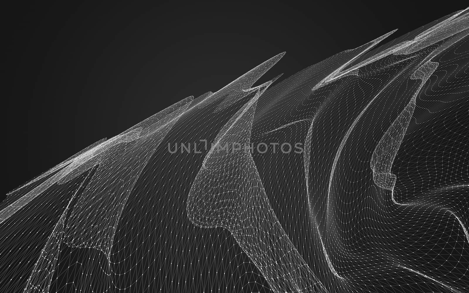 Abstract polygonal space low poly dark background, 3d rendering by teerawit