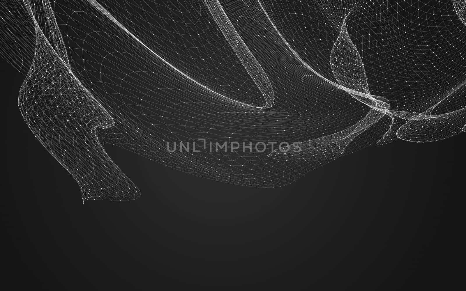 Abstract polygonal space low poly dark background with connecting dots and lines. Connection structure. 3d rendering