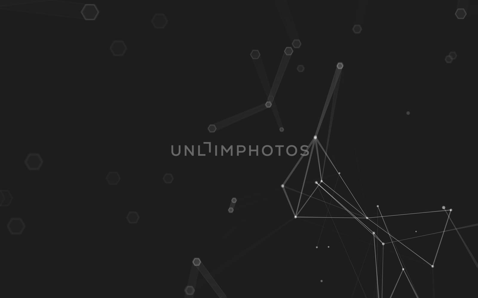 Abstract polygonal space low poly dark background with connecting dots and lines. Connection structure. 3d rendering