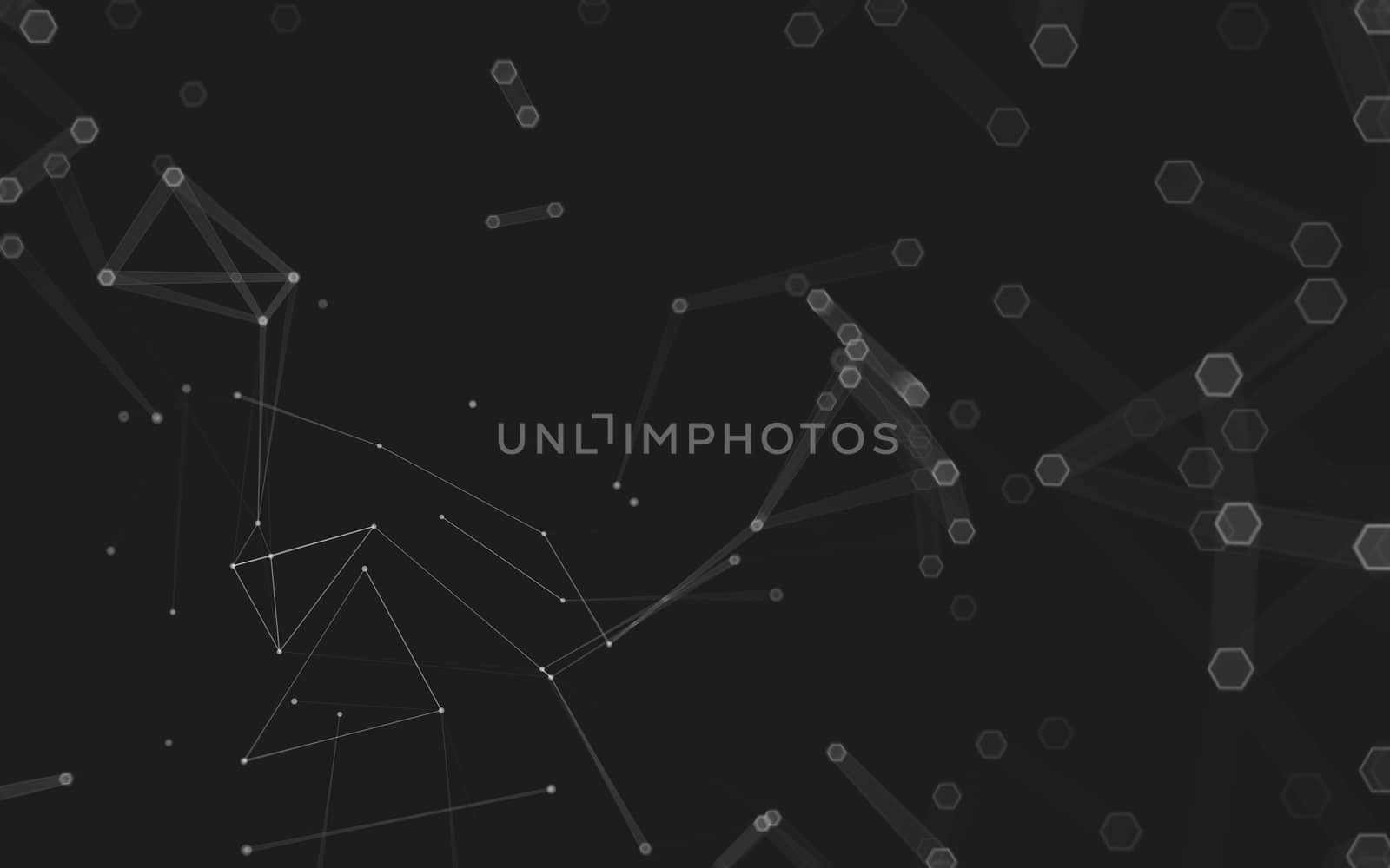 Abstract polygonal space low poly dark background with connecting dots and lines. Connection structure. 3d rendering