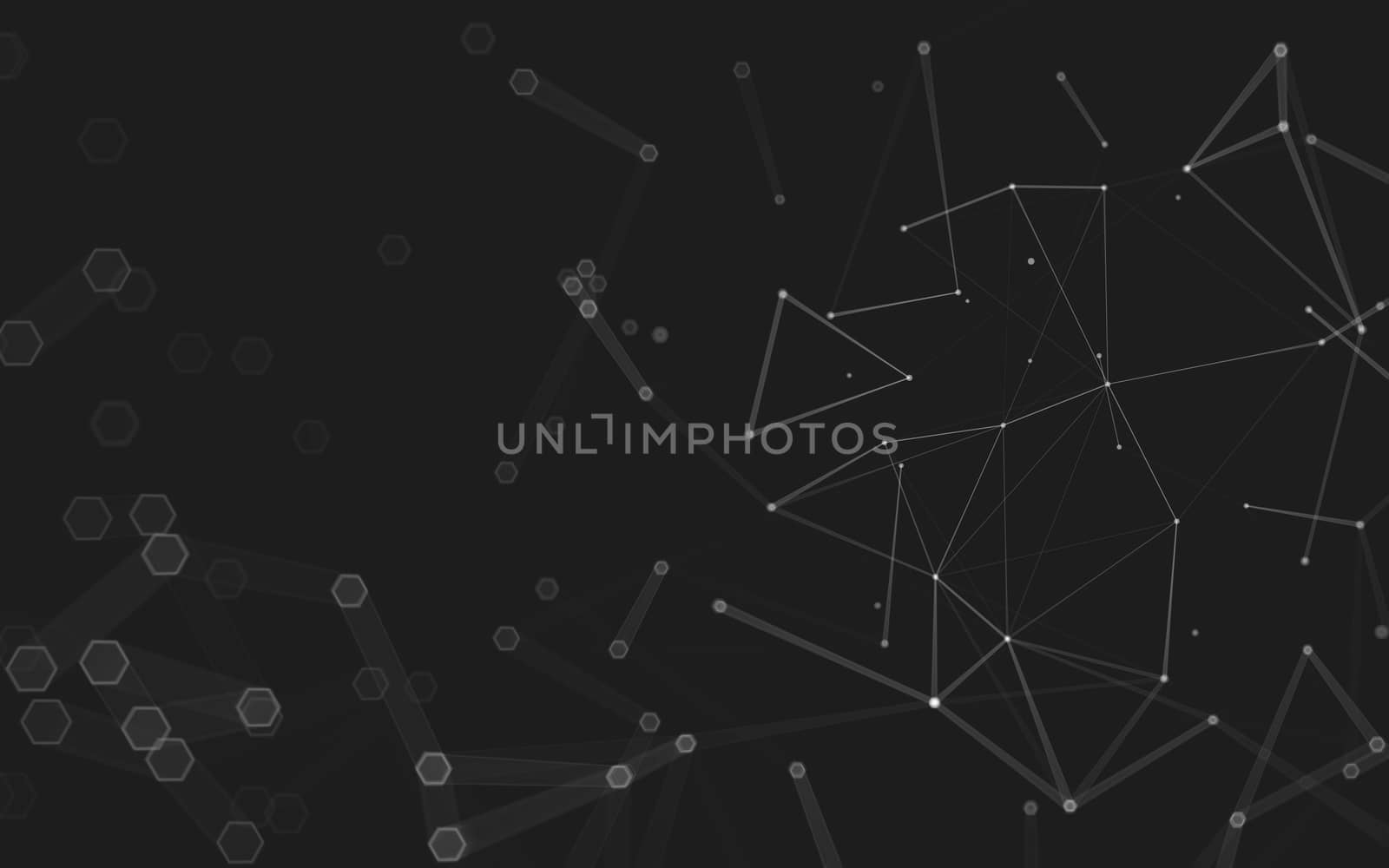 Abstract polygonal space low poly dark background with connecting dots and lines. Connection structure. 3d rendering