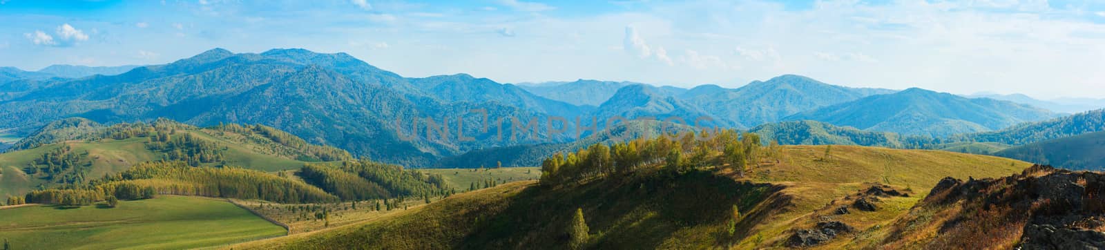 Beauty day in the mountains in Altay, panoramic picture