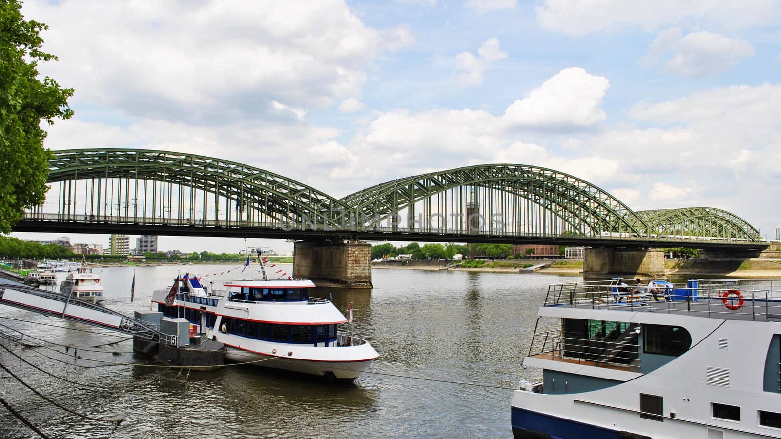 The famous bridge of lovers across the Rhine river in the city of Cologne