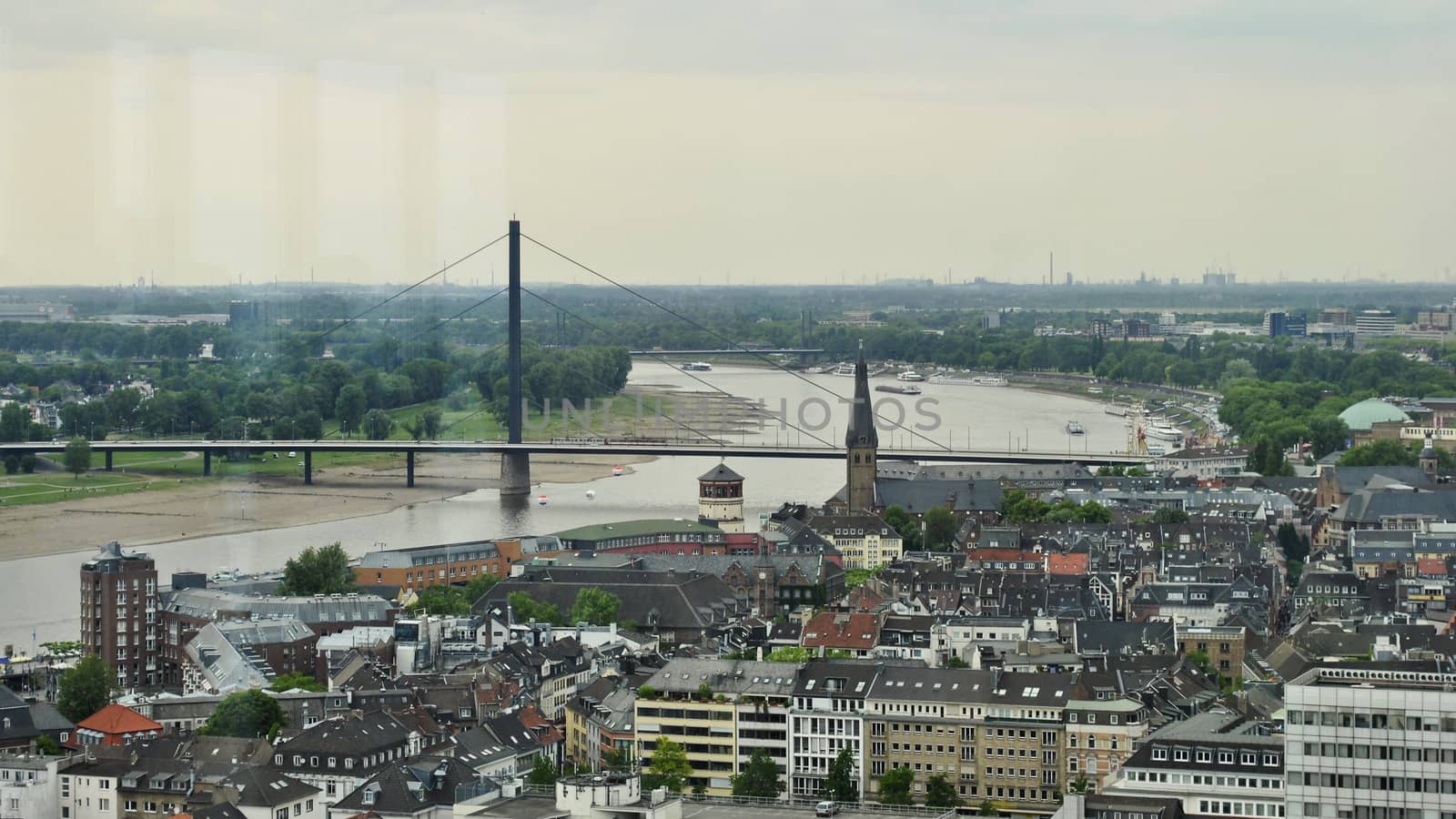 View of the bridge over the river Rhine in Dusseldorf