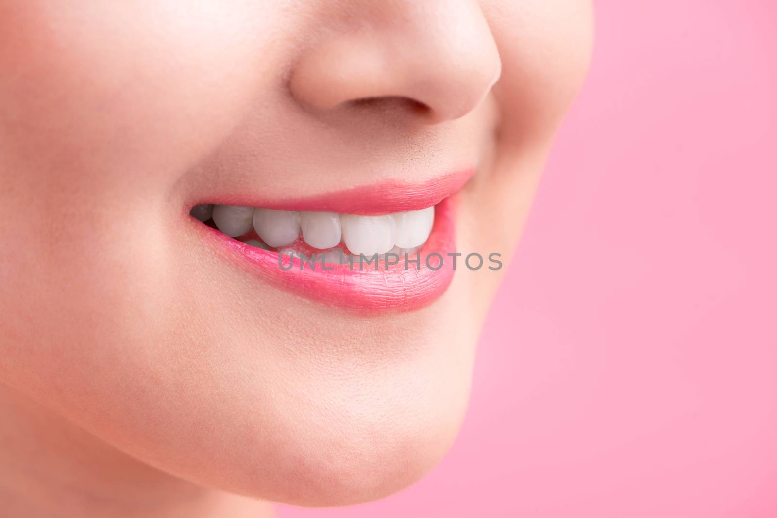 Beautiful Perfect Lips.  Beauty young asian woman Lips over white background