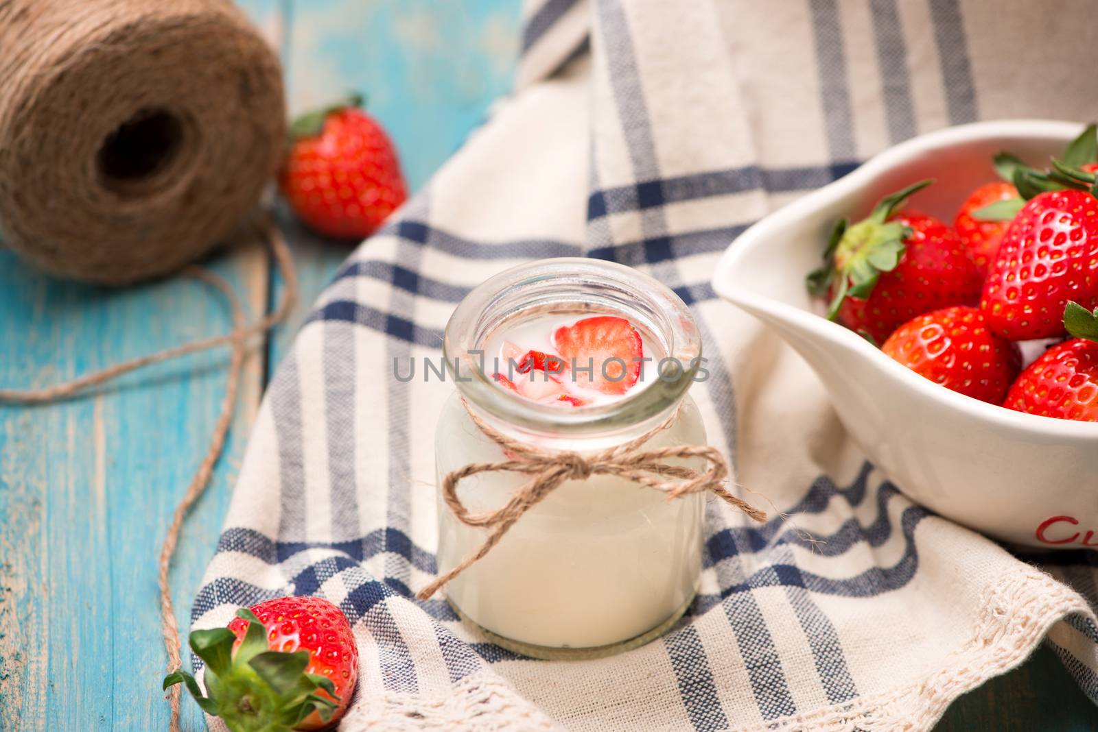 Strawberry Yoghurt. Healthy food with Strawberries and yoghurt b by makidotvn