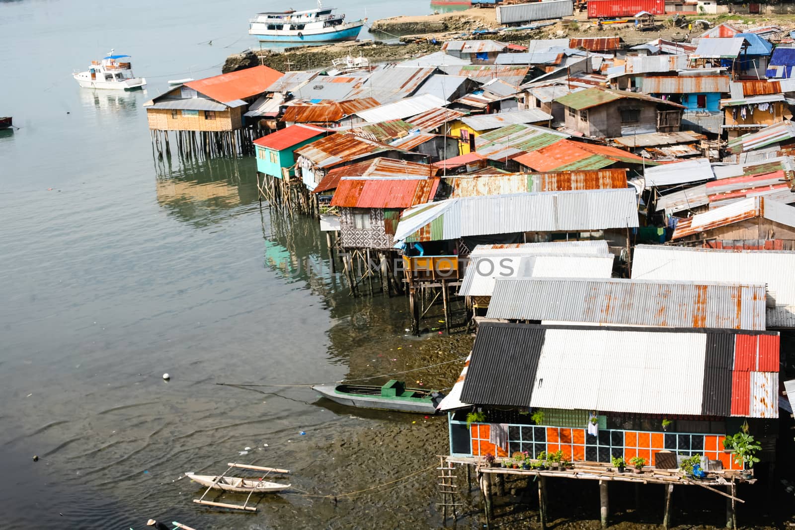 Everyday life of filipinos. Settlement on water in Cebu city Philippines