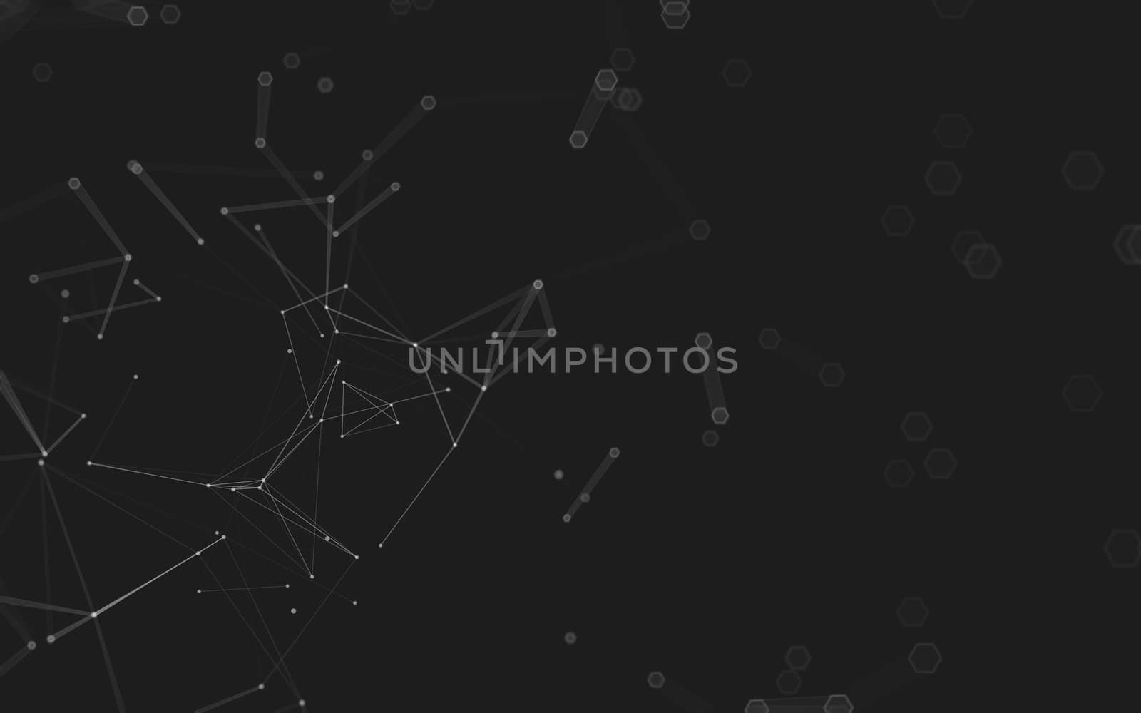 Abstract polygonal space low poly dark background with connecting dots and lines. Connection structure. 3d rendering