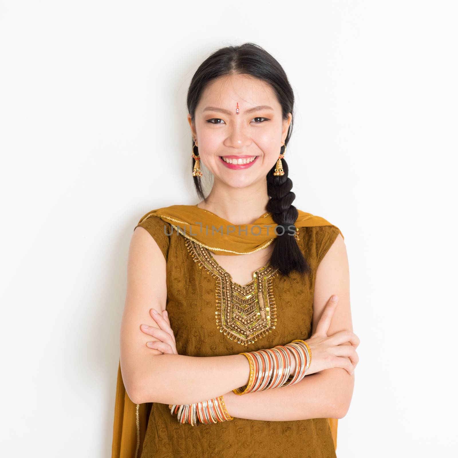 Mixed race Indian woman in sari dress by szefei