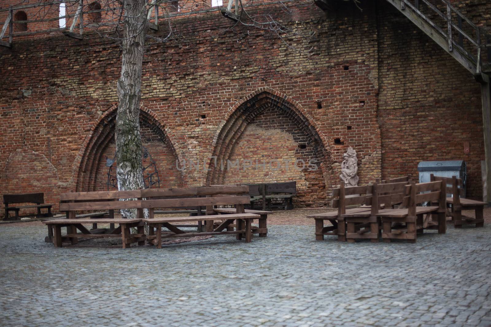 Area of old Lubart castle in cold spring Lutsk Ukraine