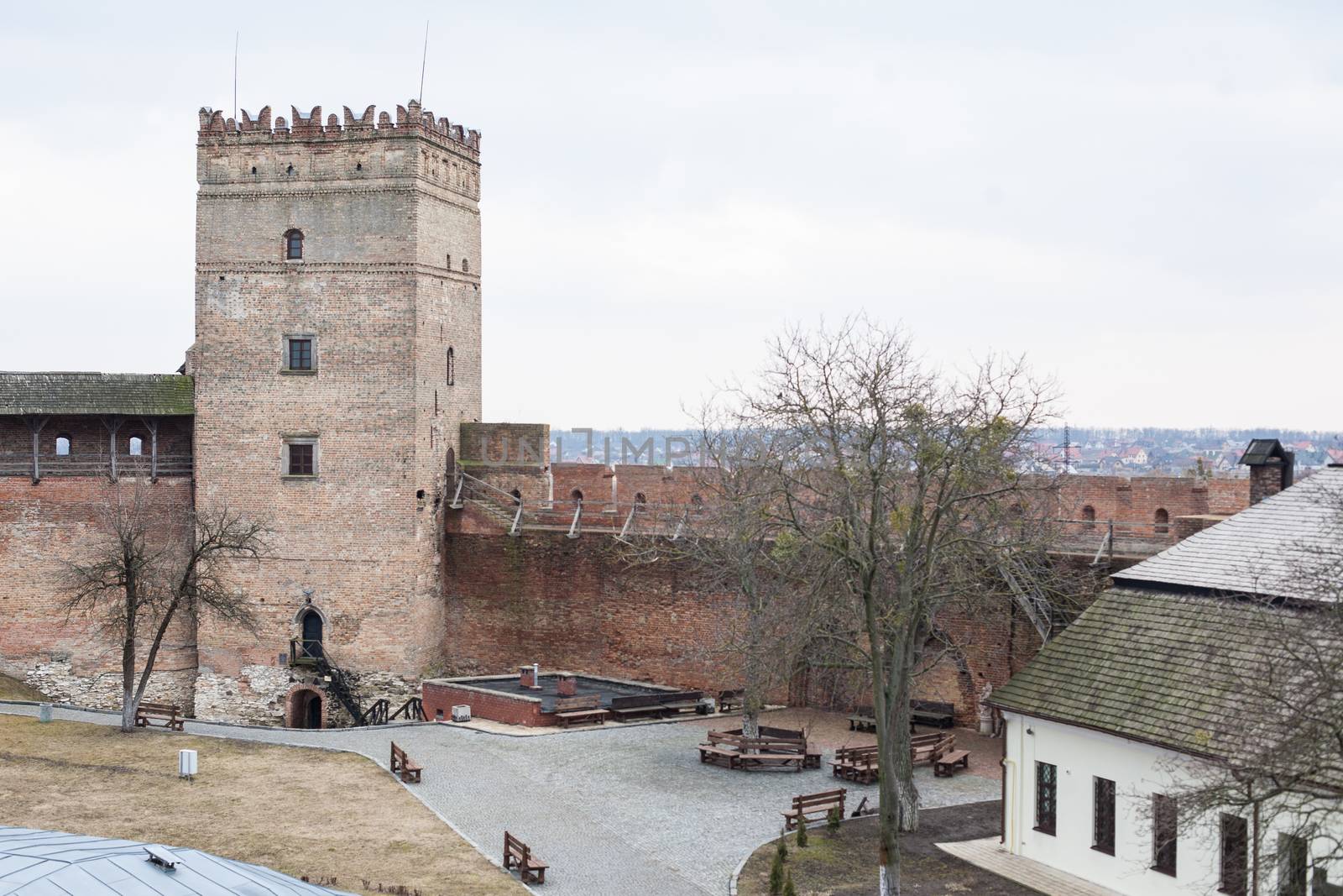 Area of old Lubart castle in cold spring Lutsk Ukraine