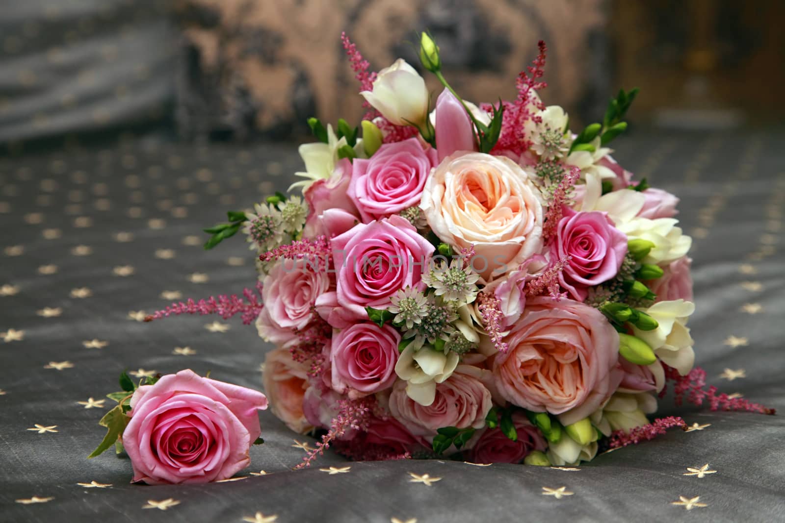 Wedding bouquet from pink roses 