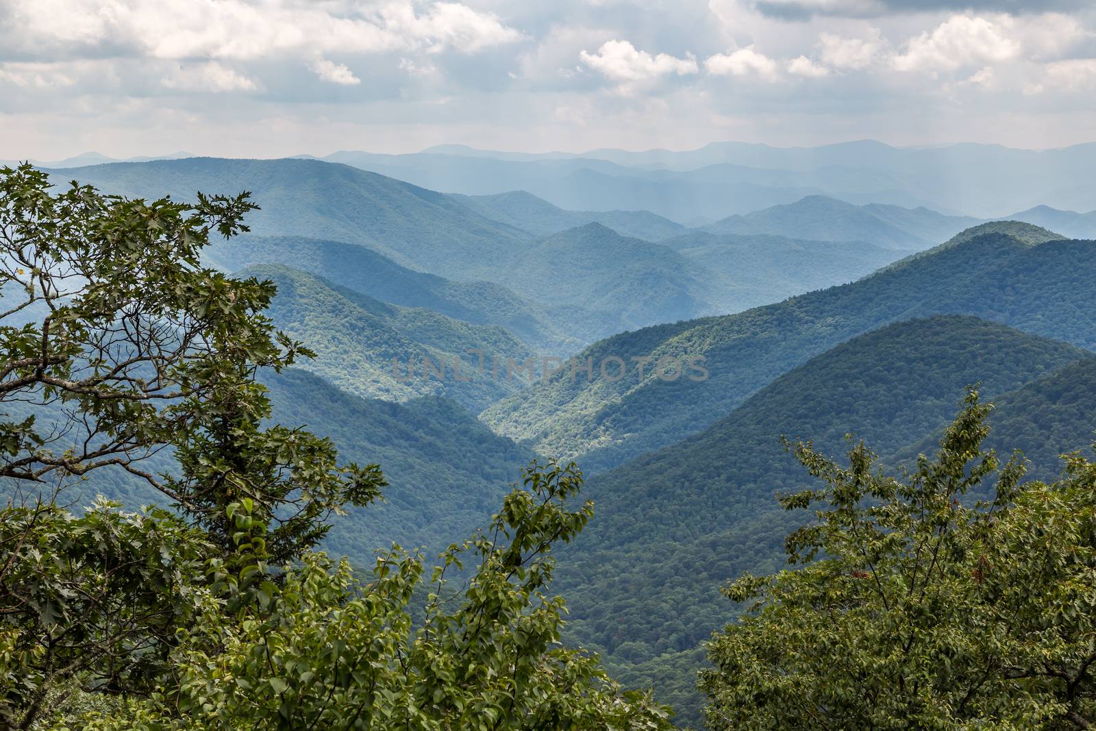 A view of the Smoky Mountains from the Blue Ridge Parkway