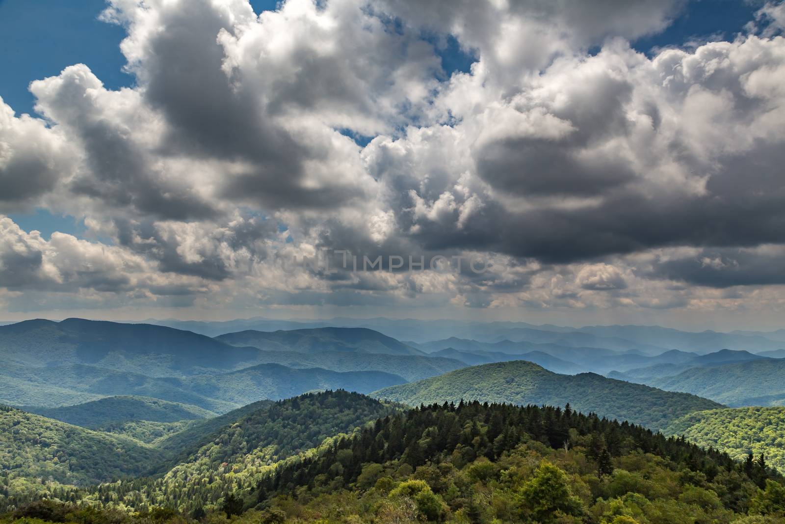 A view of the Smoky Mountains from the Blue Ridge Parkway