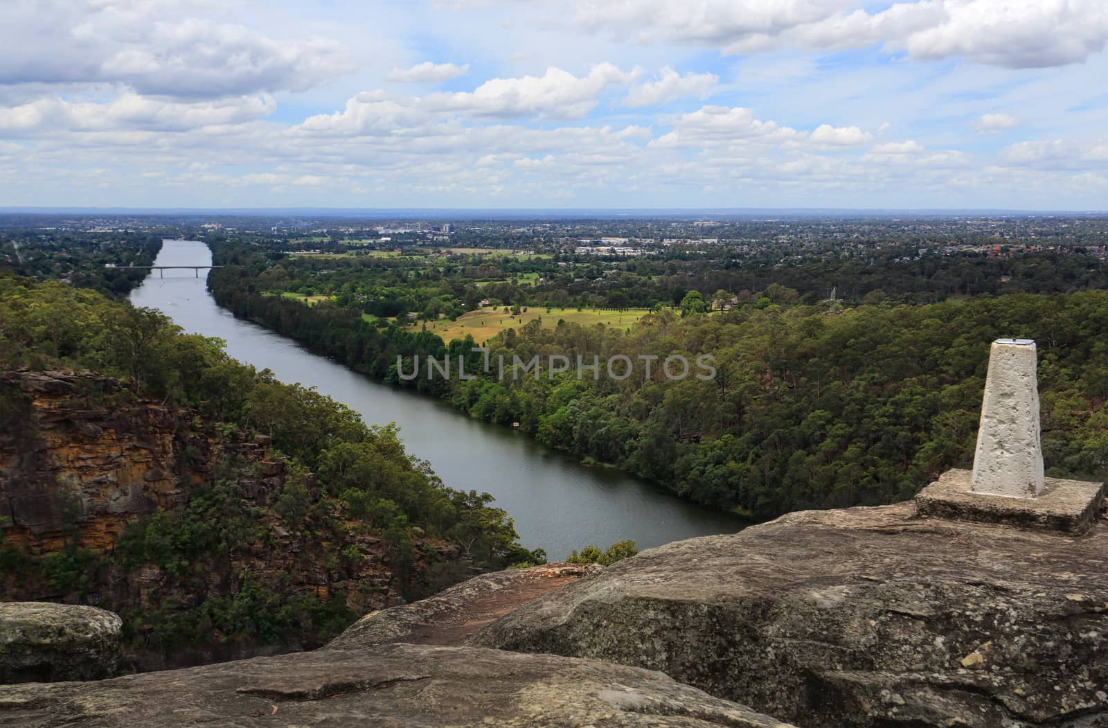Mount Portal Lookout with views north east overlooking the Nepean River, Penrith and beyond to Sydney 50 km away.