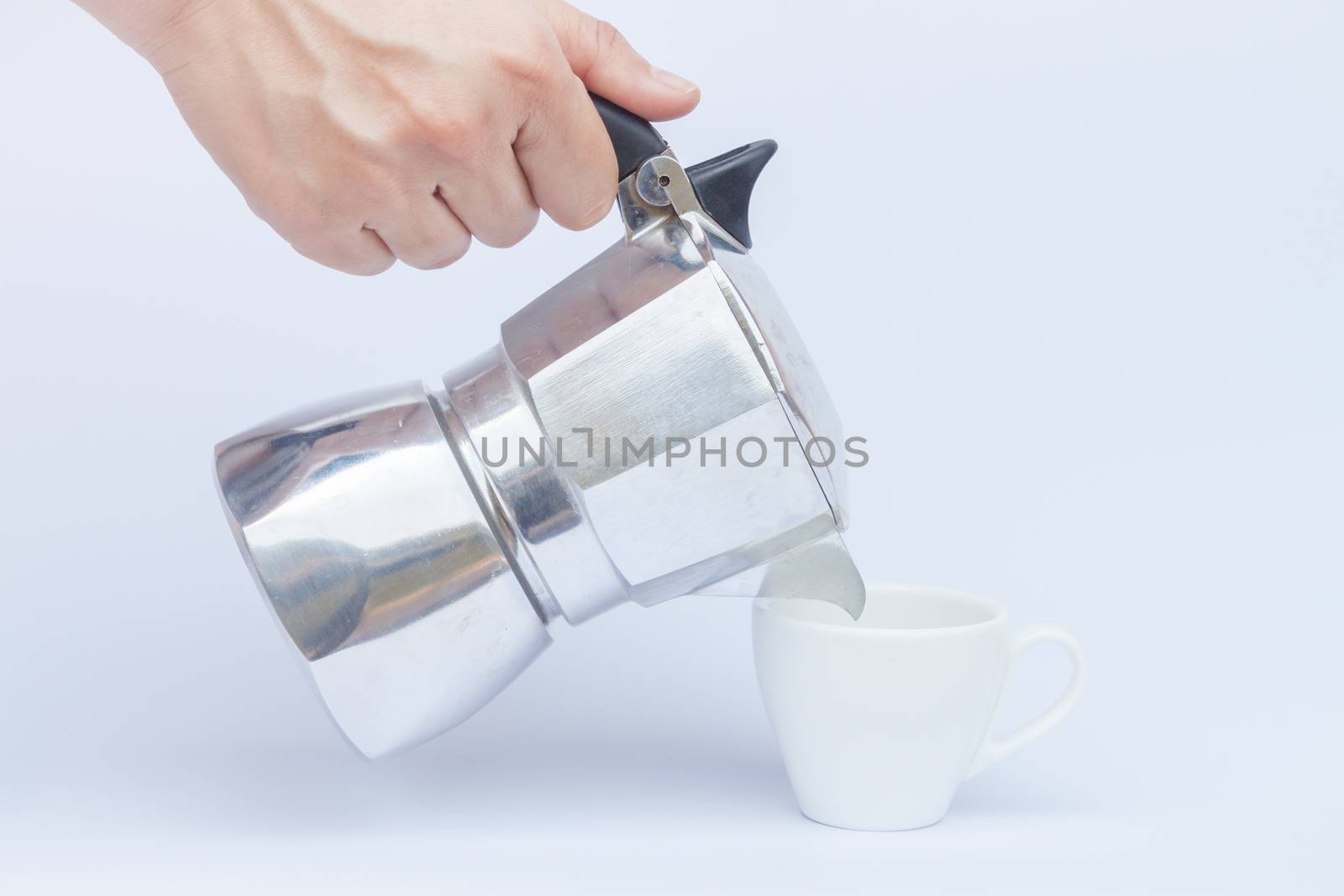 Moka pot isolated on white background, stock photo