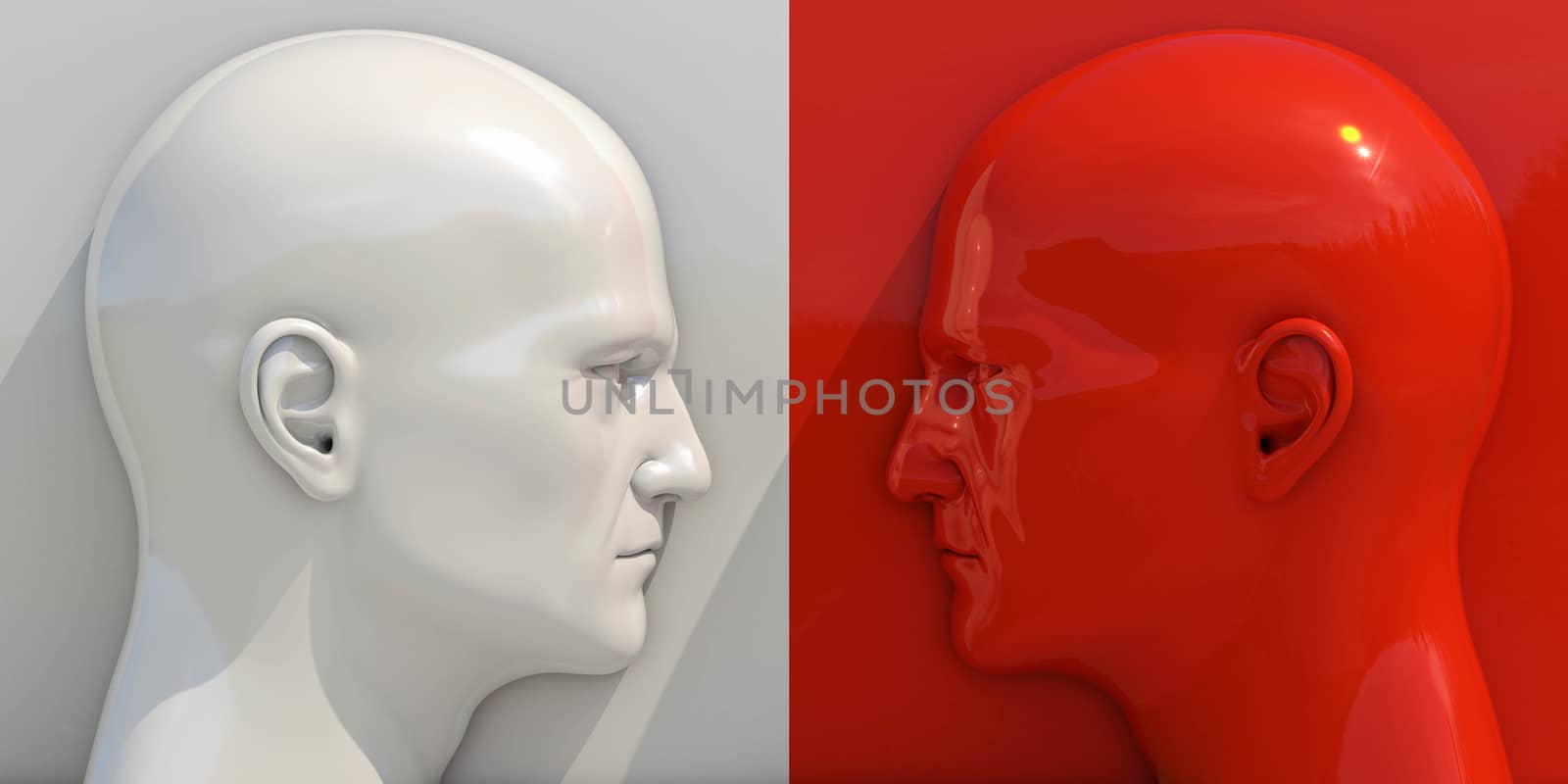 Schematic Image of Confrontation: Two Man Arguing and Threatening, Two Businessman Fighting, Debate Opponents, Conflict Management, Two Opposite Forces Clashing, Confrontation Concept