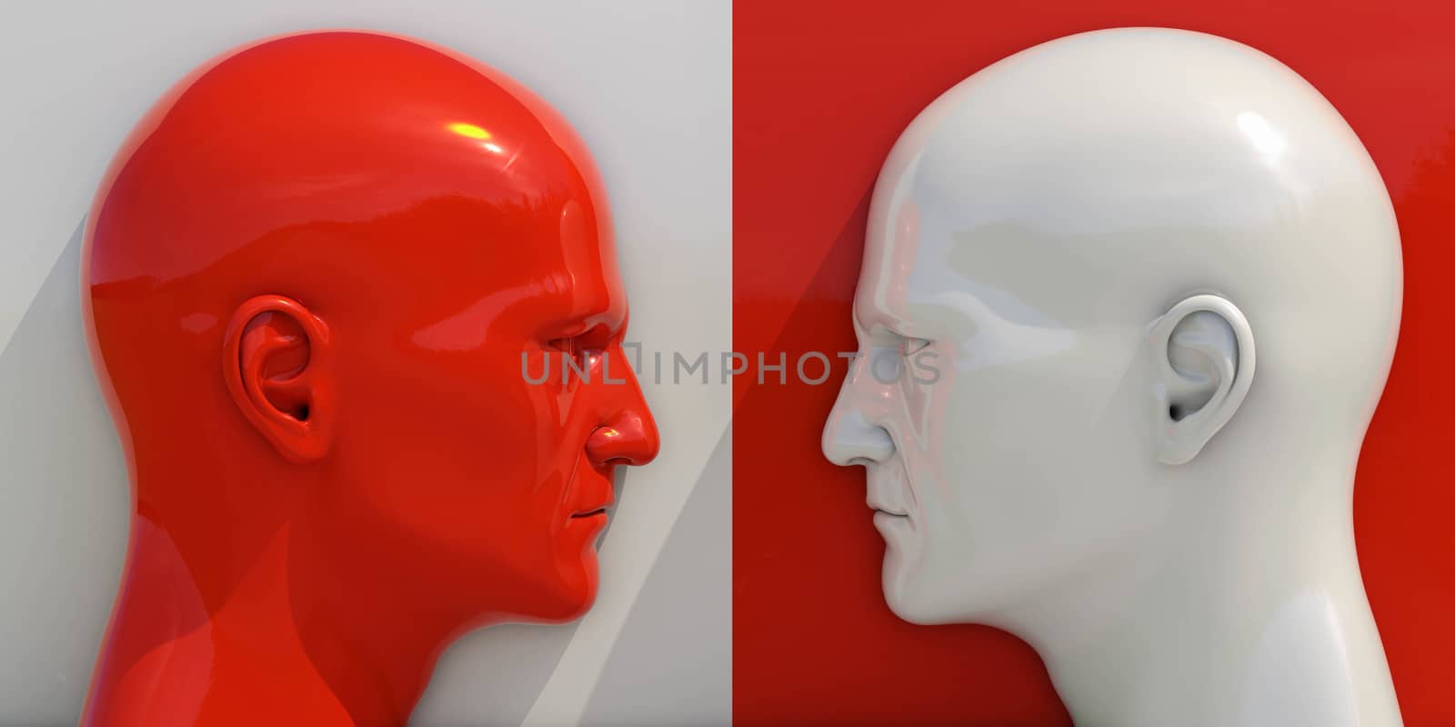 Schematic Image of Confrontation: Two Man Arguing and Threatening, Two Businessman Fighting, Debate Opponents, Conflict Management, Two Opposite Forces Clashing, Confrontation Concept