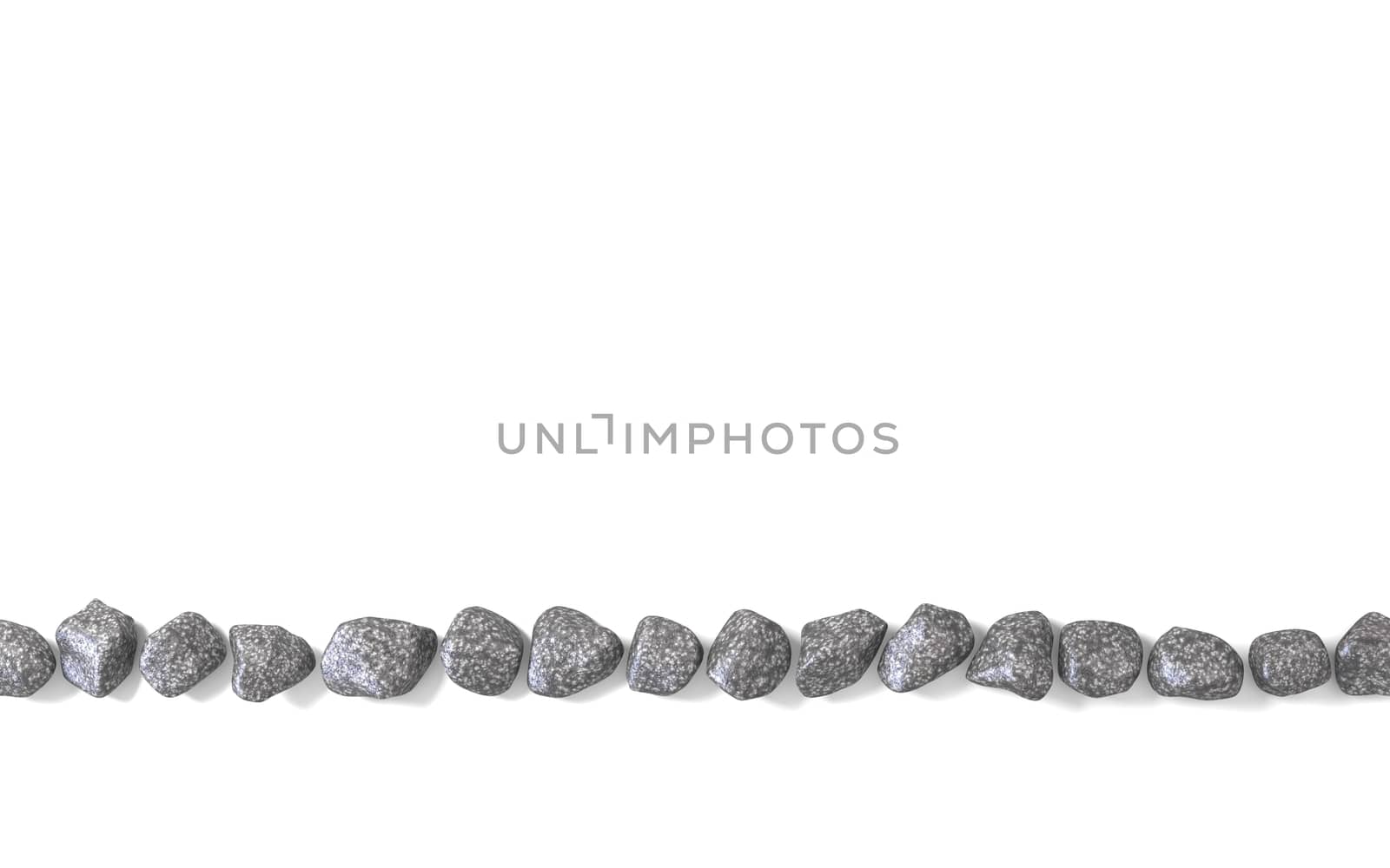 Line made of rocks 3D render illustration isolated on white background