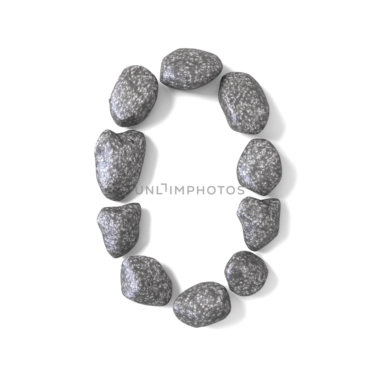 Font made of rocks NUMBER zero 0 3D by djmilic