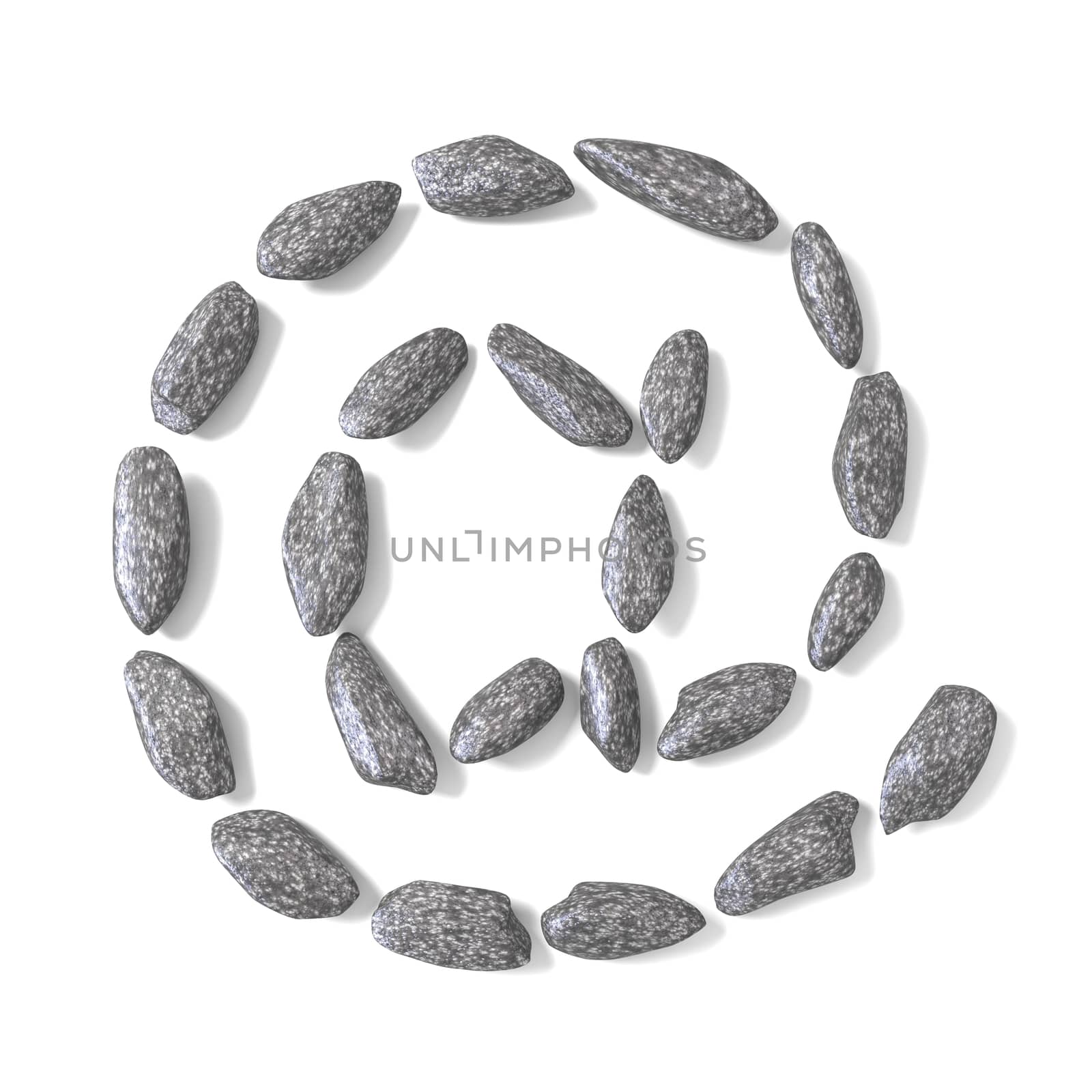 At sign made of rocks 3D render illustration isolated on white background