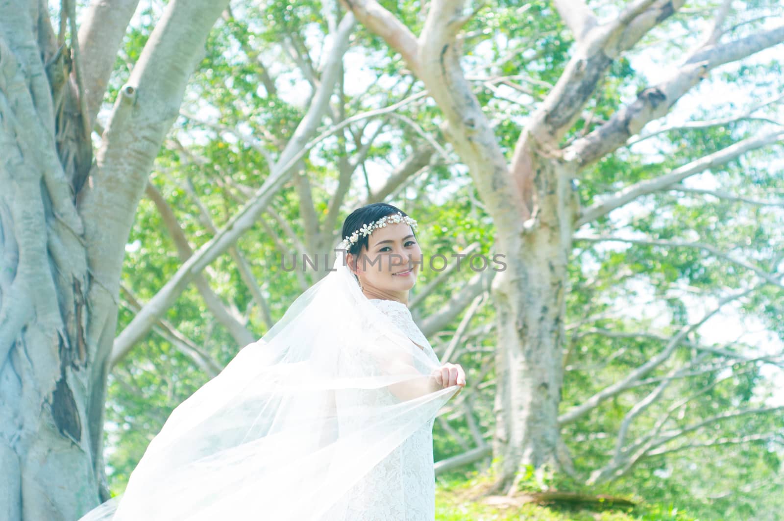 Asian bride at outdoor