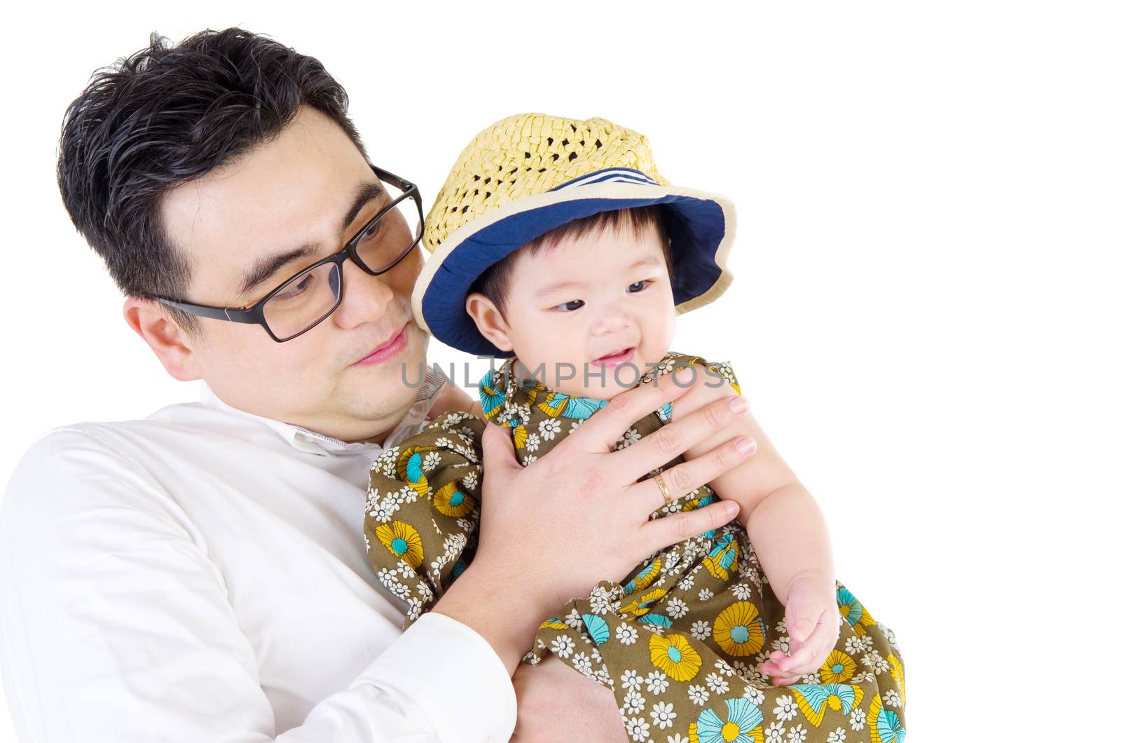 Asian father with his cute daughter