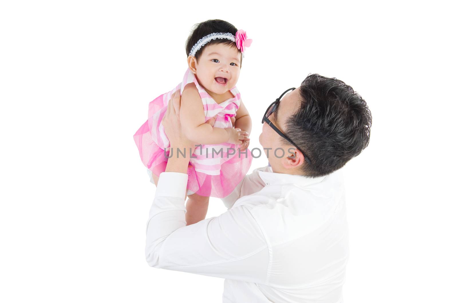 Asian father with his cute daughter